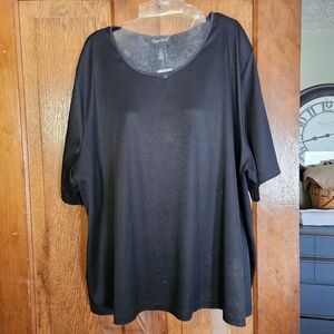 Maggie Barnes Black Ribbed Top Womens 2x